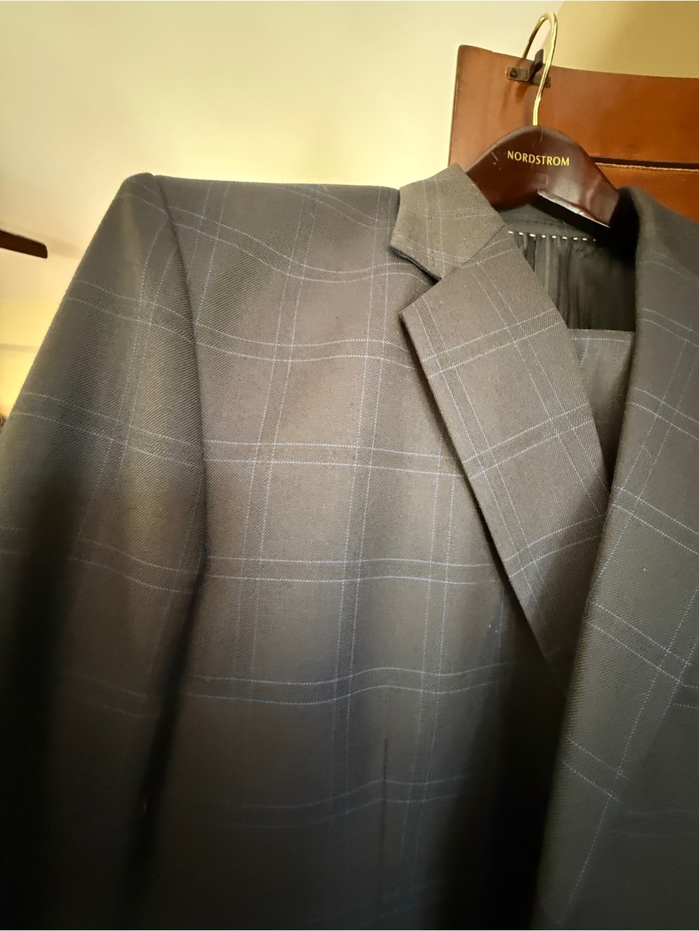 Men's Charcoal Windowpane custom tailored suit